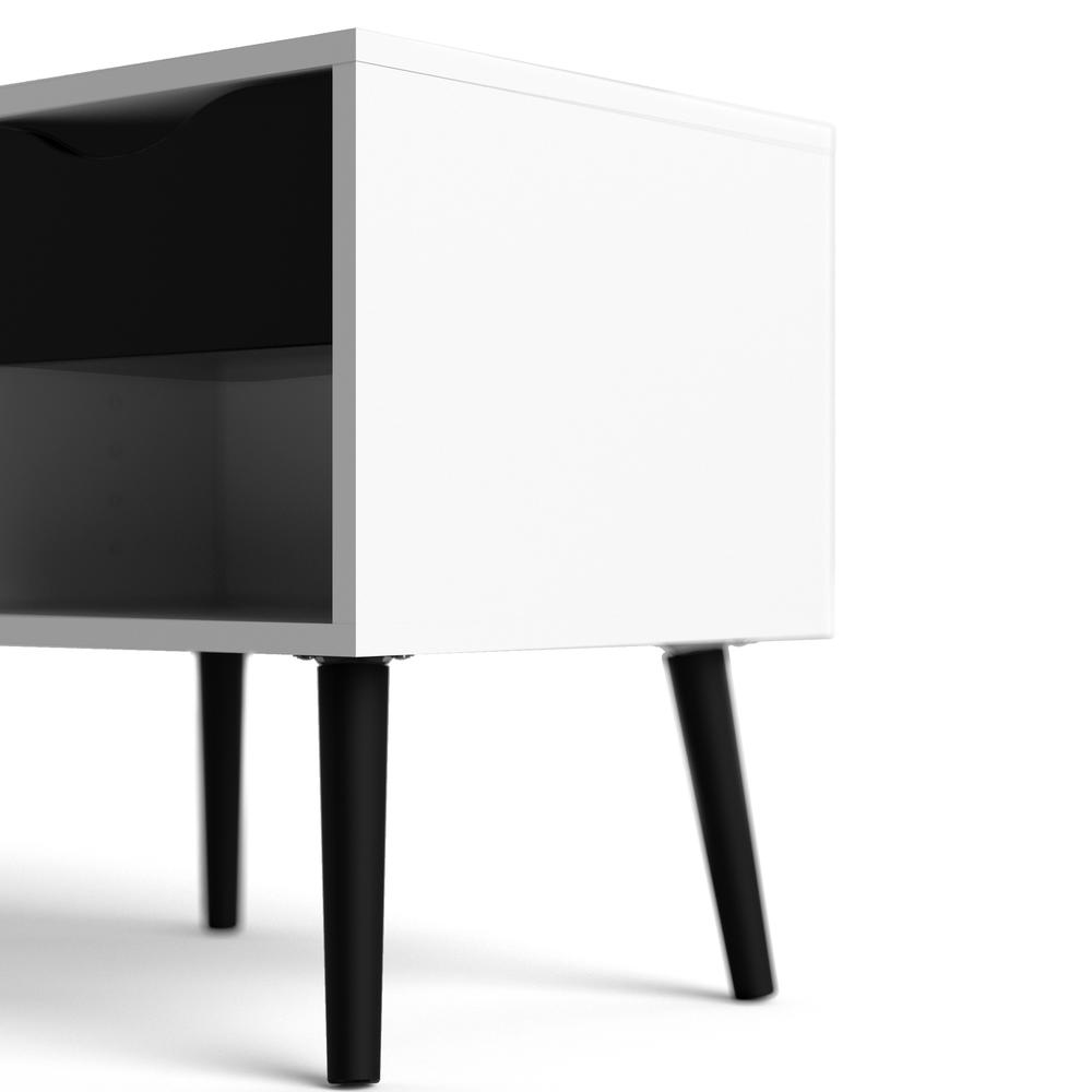 Diana 1 Drawer Nightstand, White/Black Matte. Picture 3