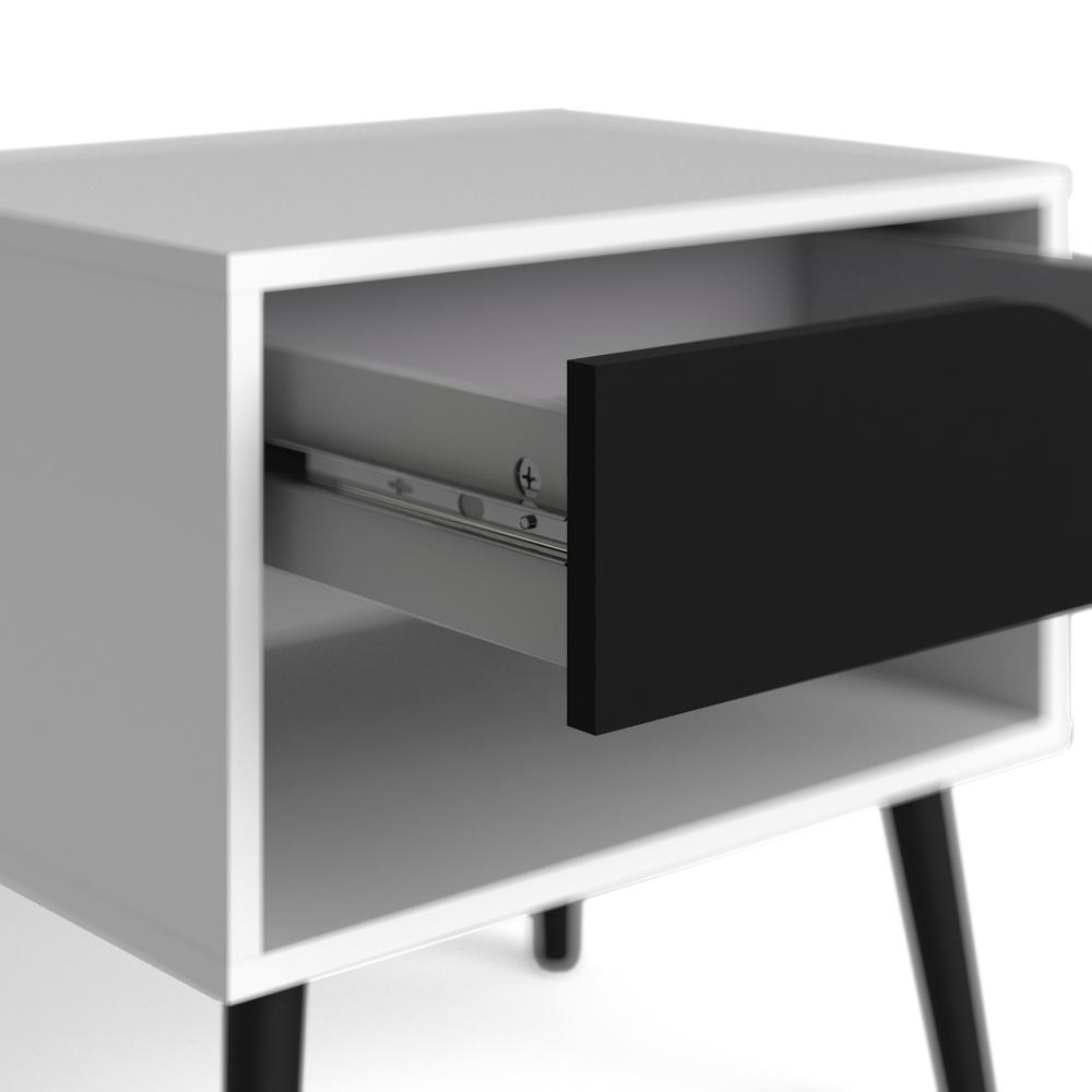 Diana 1 Drawer Nightstand, White/Black Matte. Picture 6