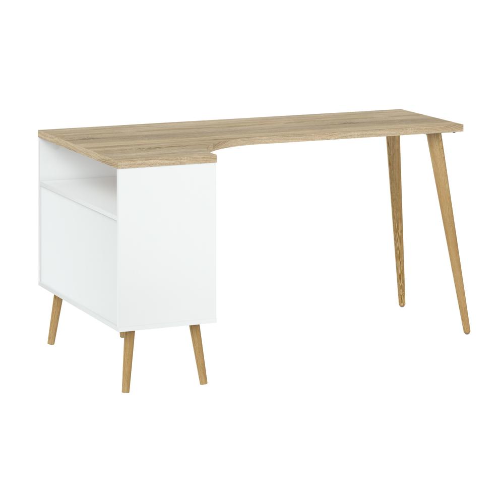Diana 2 Drawer, 3 Shelf Desk, White/Oak Structure. Picture 7