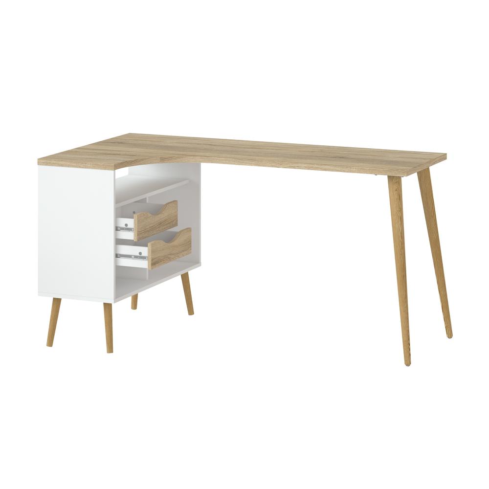 Diana 2 Drawer, 3 Shelf Desk, White/Oak Structure. Picture 4
