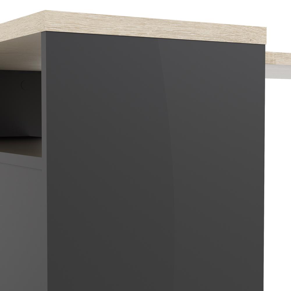 Diana 2 Drawer, 3 Shelf Desk, Black Matte/Oak Structure. Picture 10