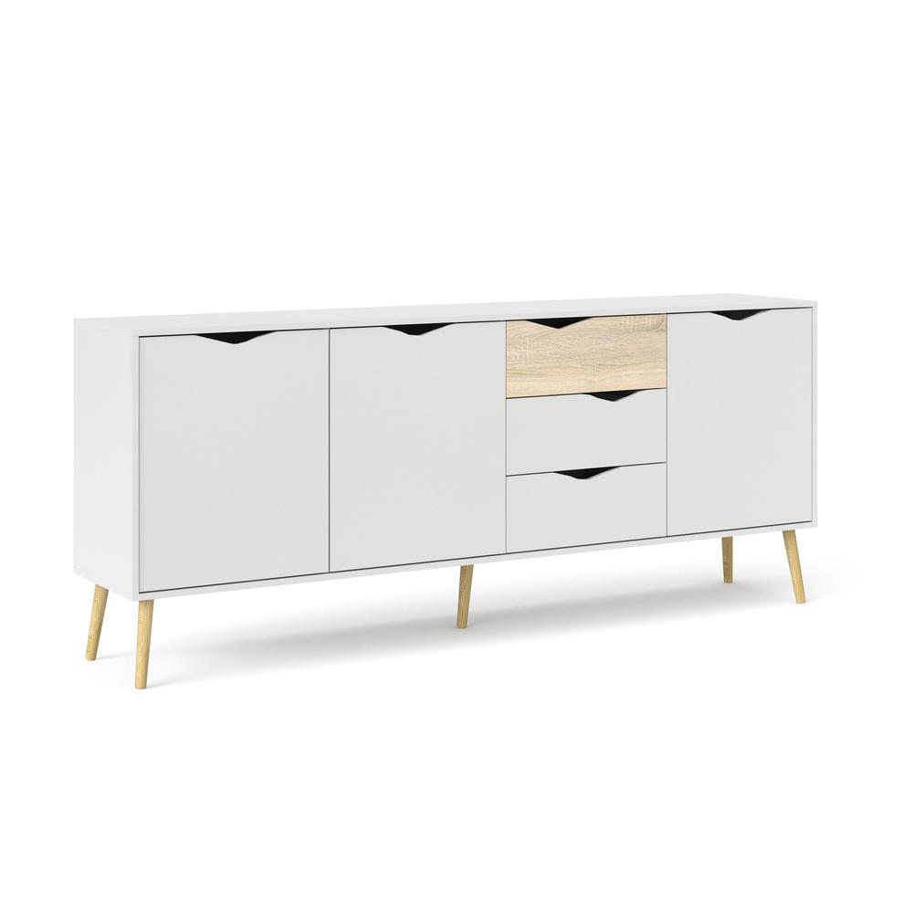 Diana Sideboard with 3 Doors and 3 Drawers, White/Oak Structure. Picture 1