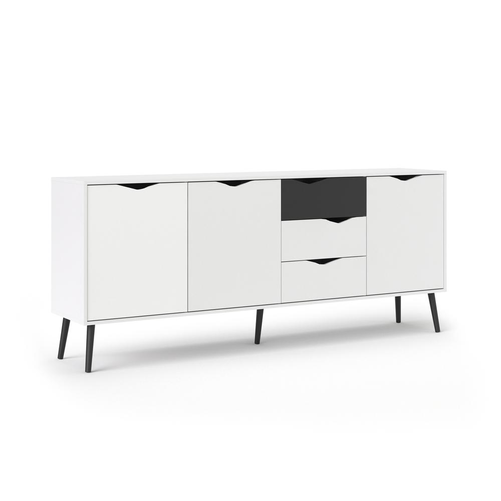Diana Sideboard with 3 Doors and 3 Drawers, White/Black Matte. Picture 1