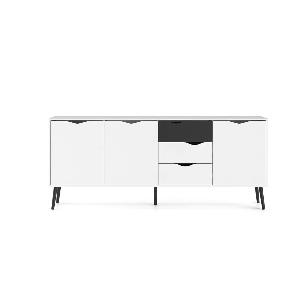 Diana Sideboard with 3 Doors and 3 Drawers, White/Black Matte. Picture 9