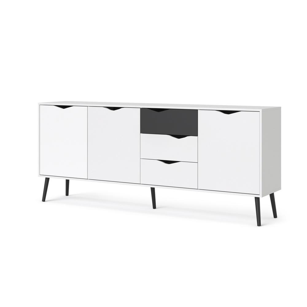 Diana Sideboard with 3 Doors and 3 Drawers, White/Black Matte. Picture 8