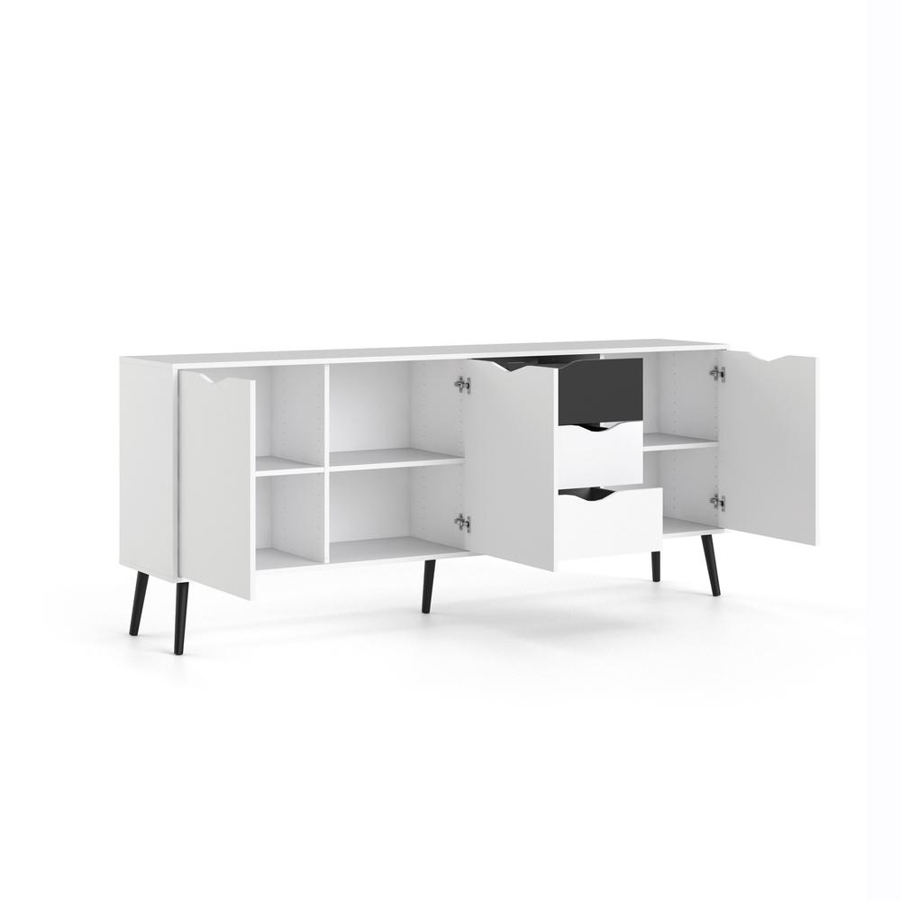 Diana Sideboard with 3 Doors and 3 Drawers, White/Black Matte. Picture 7
