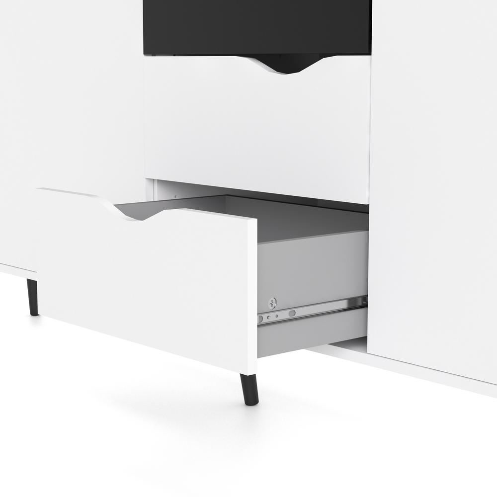 Diana Sideboard with 3 Doors and 3 Drawers, White/Black Matte. Picture 5