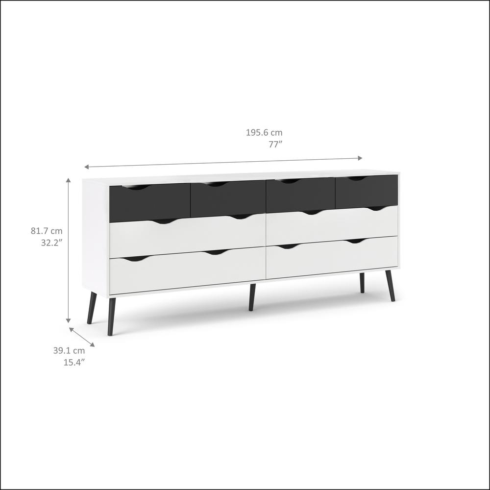 Diana 8 Drawer Double Dresser, White/Black Matte. Picture 6