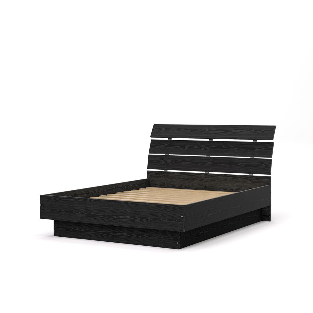 Scottsdale Queen Bed with Slat Roll, Black Woodgrain. Picture 1