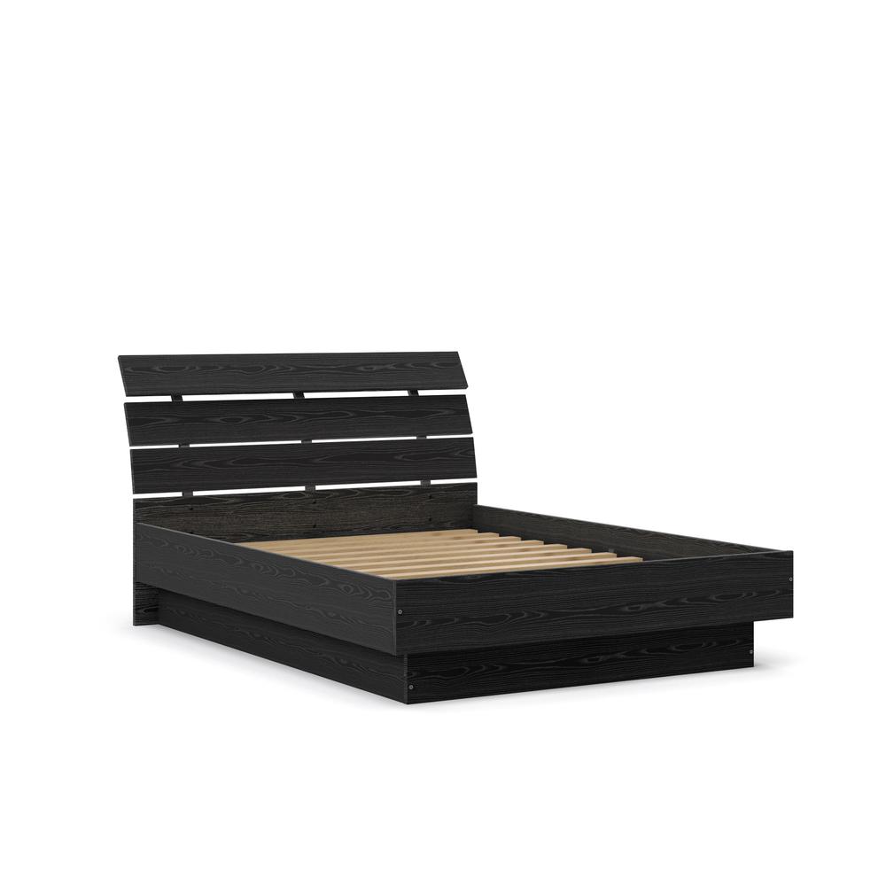 Scottsdale Queen Bed with Slat Roll, Black Woodgrain. Picture 7