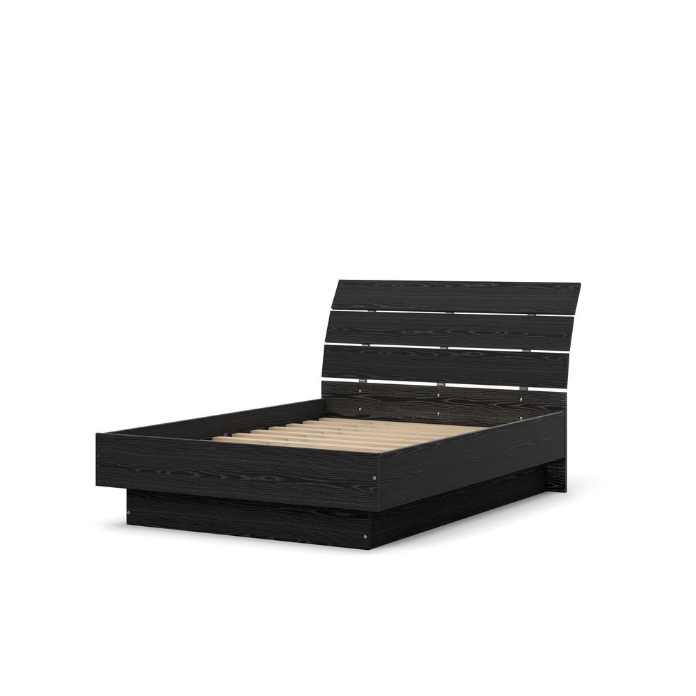 Scottsdale Full Bed with Slat Roll, Black Wood Grain. Picture 1