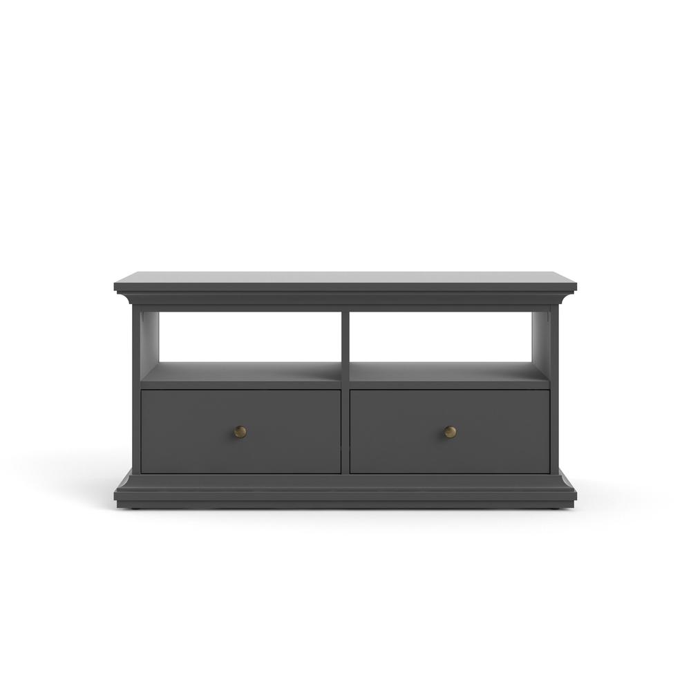 Sonoma 2 Drawer TV Stand with 2 Shelves, Matte Grey. Picture 2