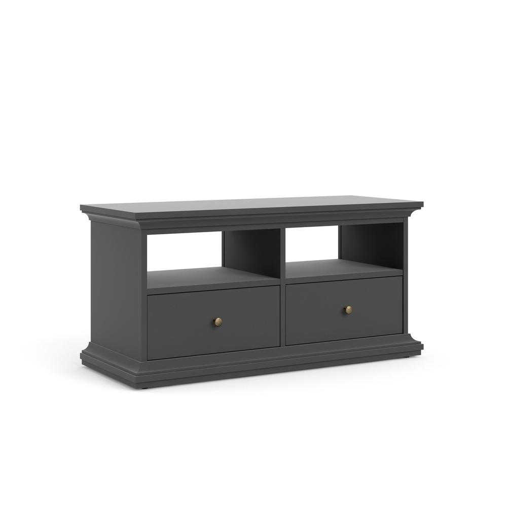 Sonoma 2 Drawer TV Stand with 2 Shelves, Matte Grey. Picture 1