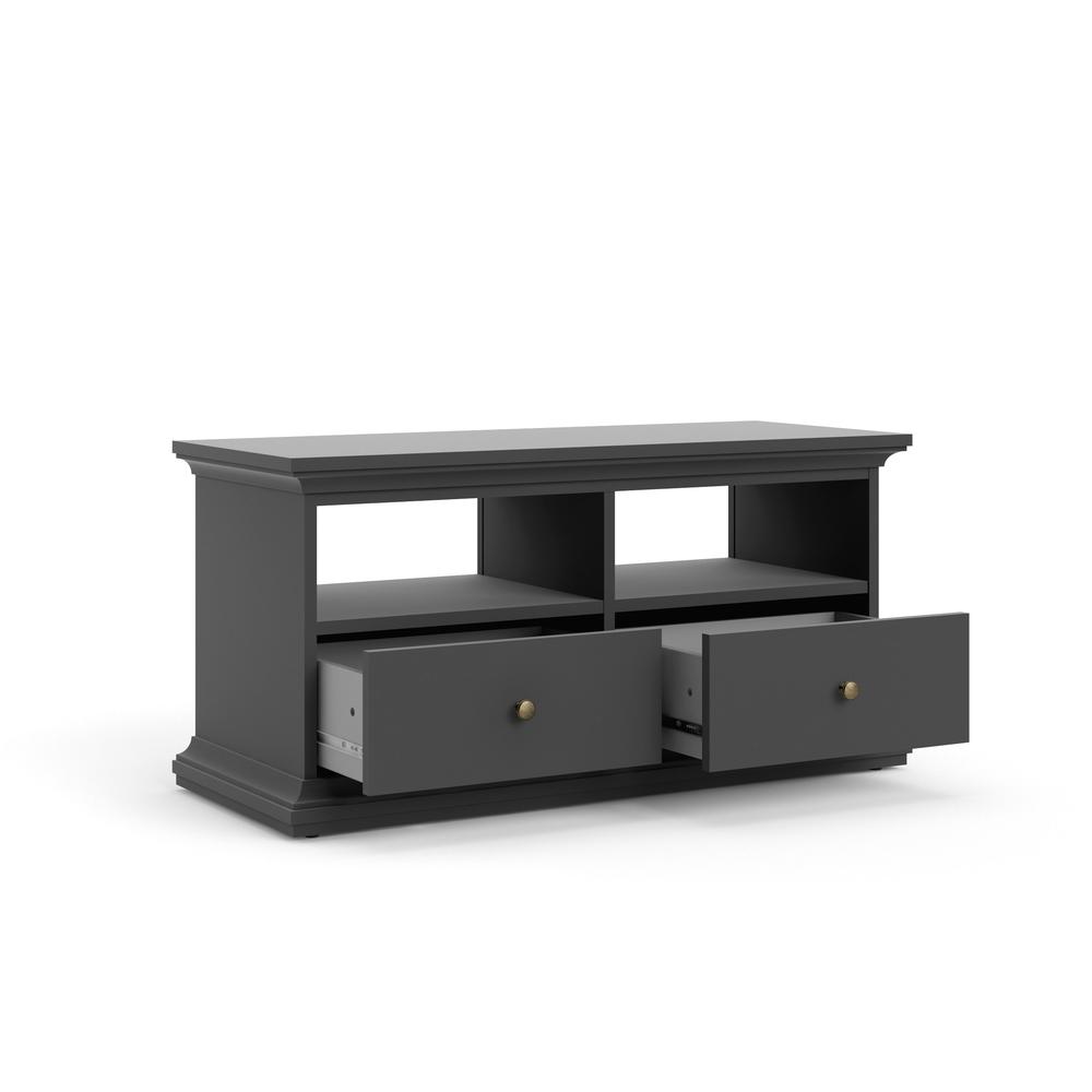 Sonoma 2 Drawer TV Stand with 2 Shelves, Matte Grey. Picture 4