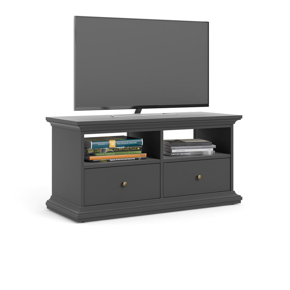 Sonoma 2 Drawer TV Stand with 2 Shelves, Matte Grey. Picture 8