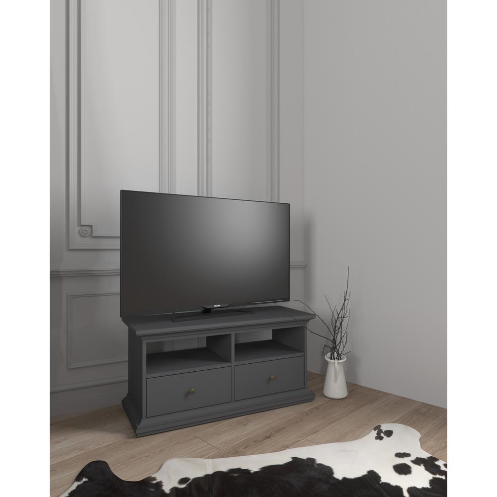Sonoma 2 Drawer TV Stand with 2 Shelves, Matte Grey. Picture 10