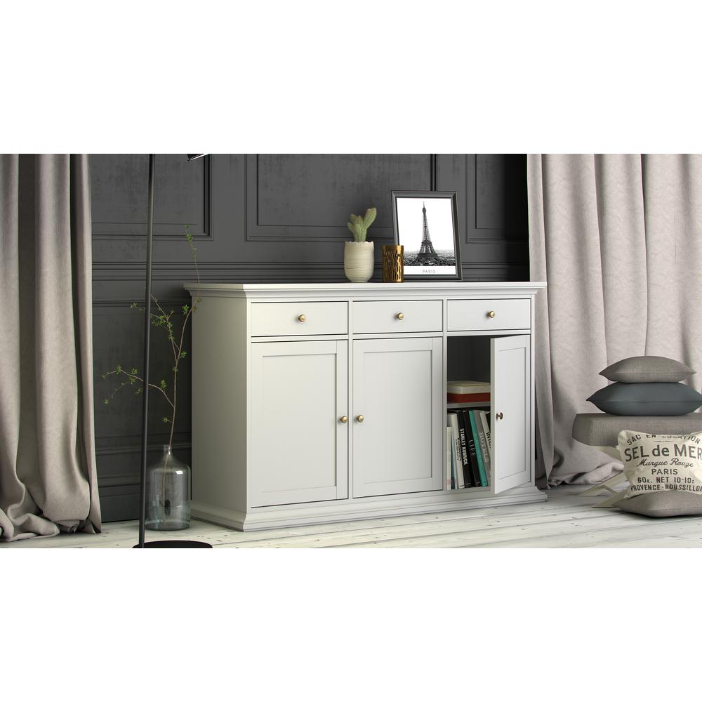 Sideboard with 3 Doors and 3 Drawers, White. Picture 7