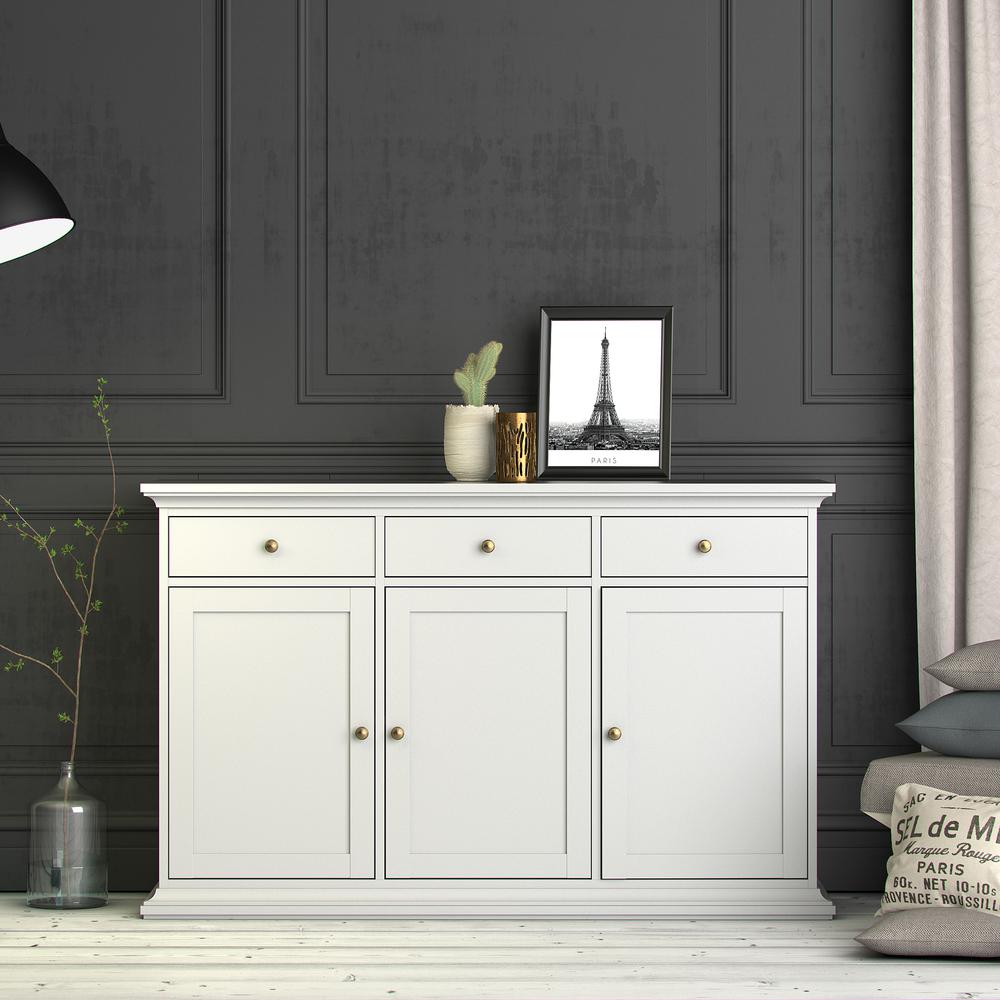 Sideboard with 3 Doors and 3 Drawers, White. Picture 8
