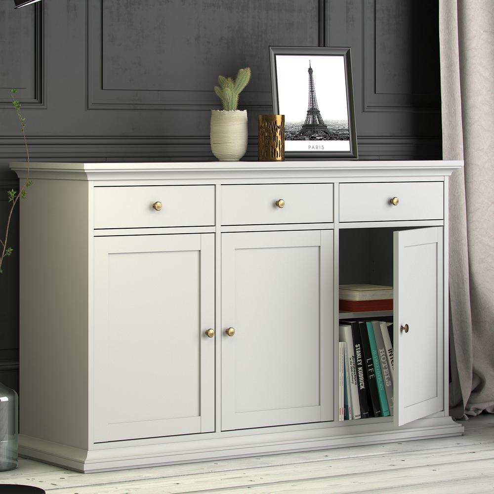 Sideboard with 3 Doors and 3 Drawers, White. Picture 9