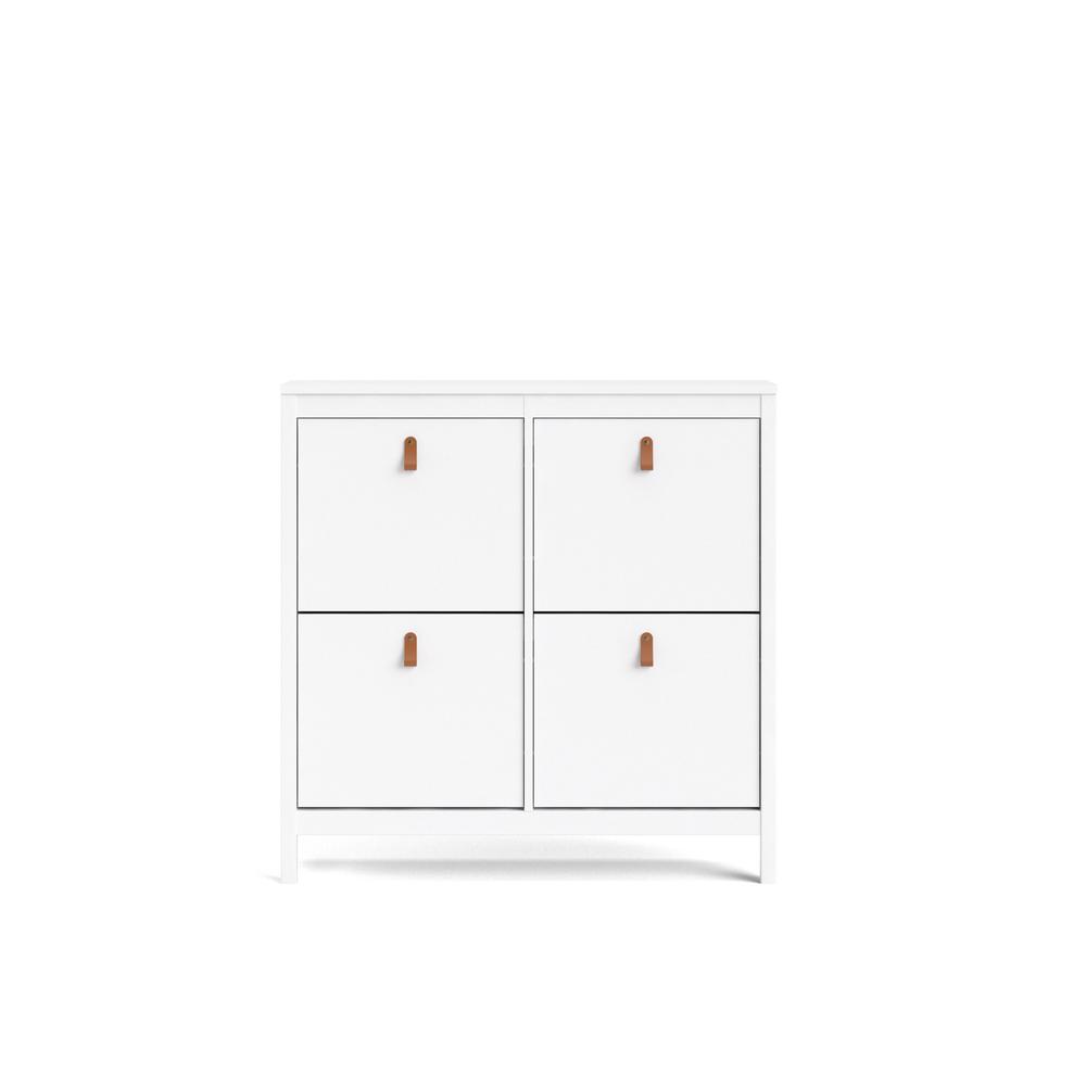 Madrid 4 Drawer Shoe Cabinet, White. Picture 1