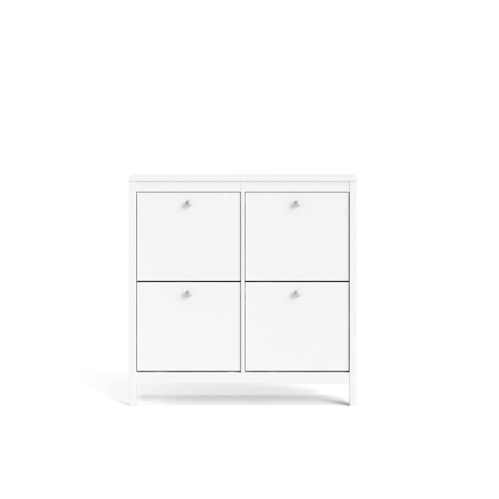 Madrid 4 Drawer Shoe Cabinet, White. Picture 2