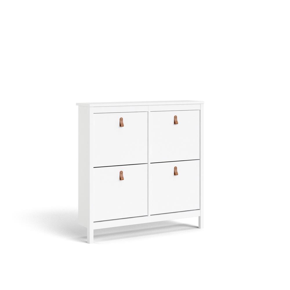 Madrid 4 Drawer Shoe Cabinet, White. Picture 3