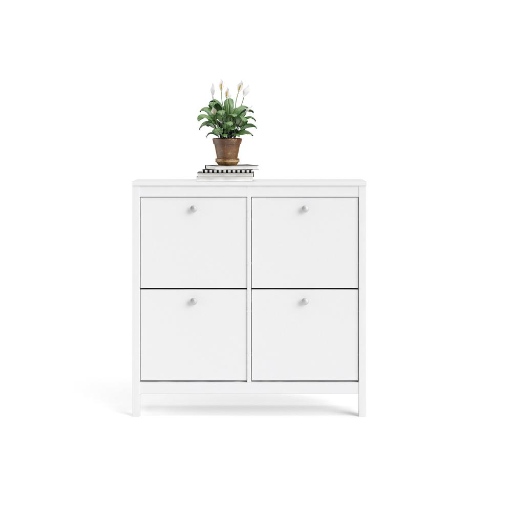 Madrid 4 Drawer Shoe Cabinet, White. Picture 9