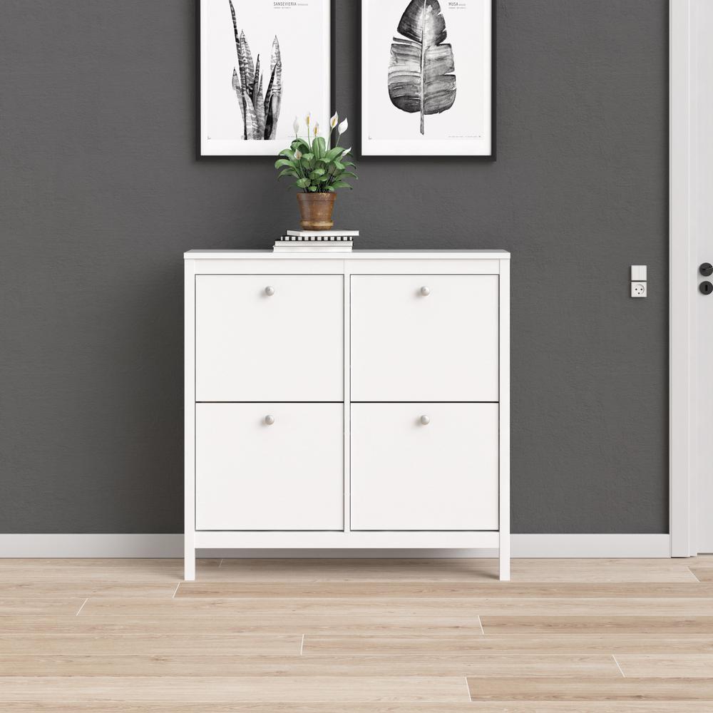Madrid 4 Drawer Shoe Cabinet, White. Picture 13