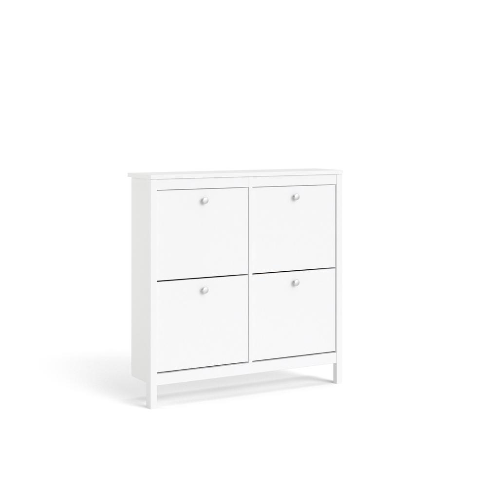 Madrid 4 Drawer Shoe Cabinet, White. Picture 14
