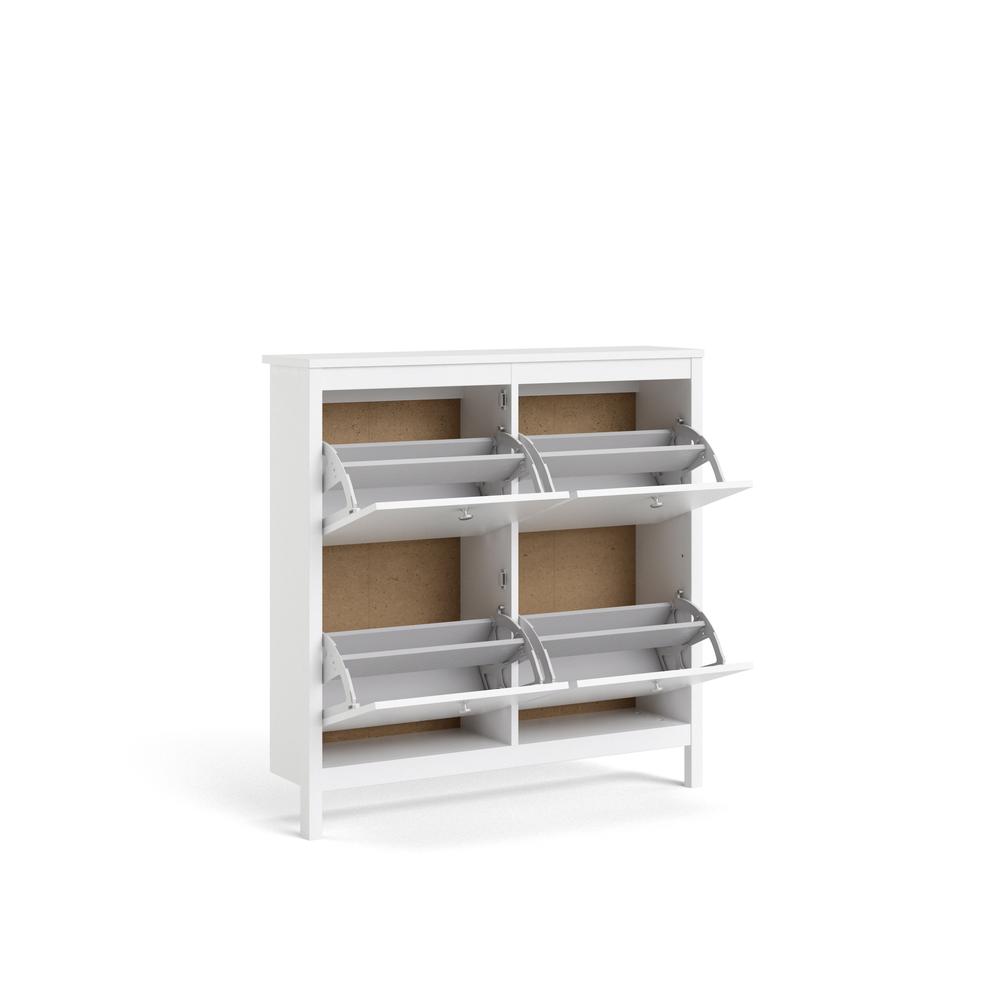 Madrid 4 Drawer Shoe Cabinet, White. Picture 19
