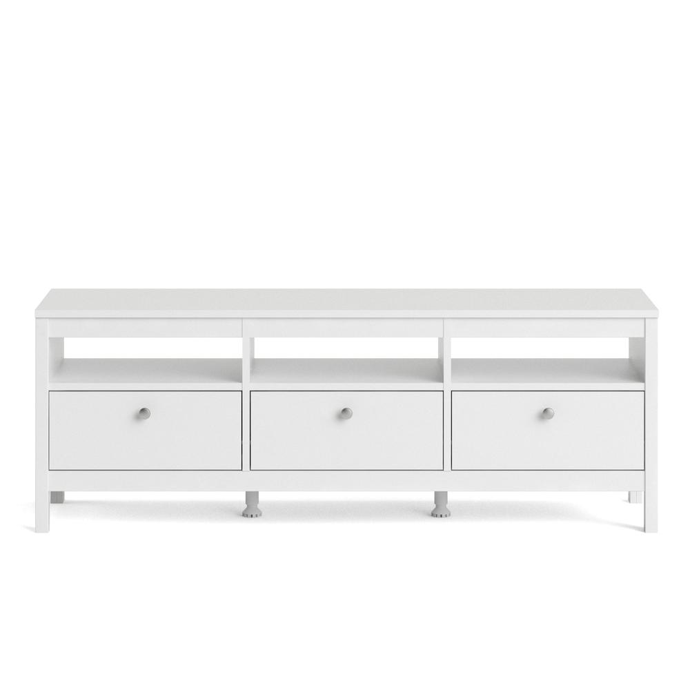 Madrid 3 Drawer TV Stand, White. Picture 2