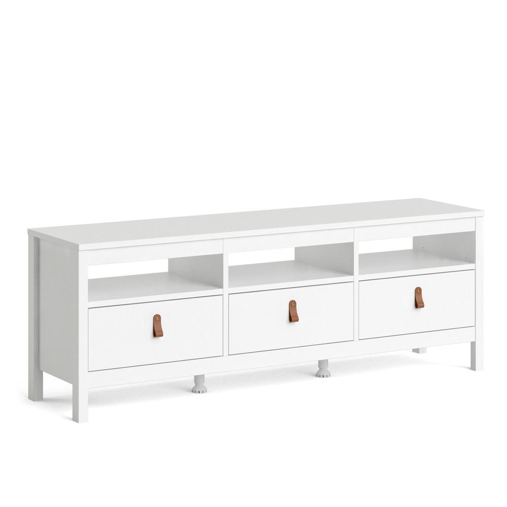 Madrid 3 Drawer TV Stand, White. Picture 3