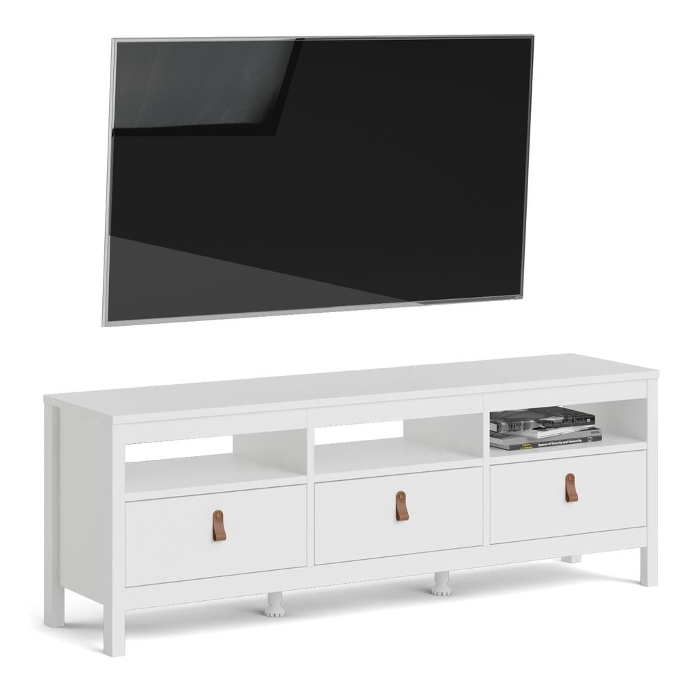 Madrid 3 Drawer TV Stand, White. Picture 9