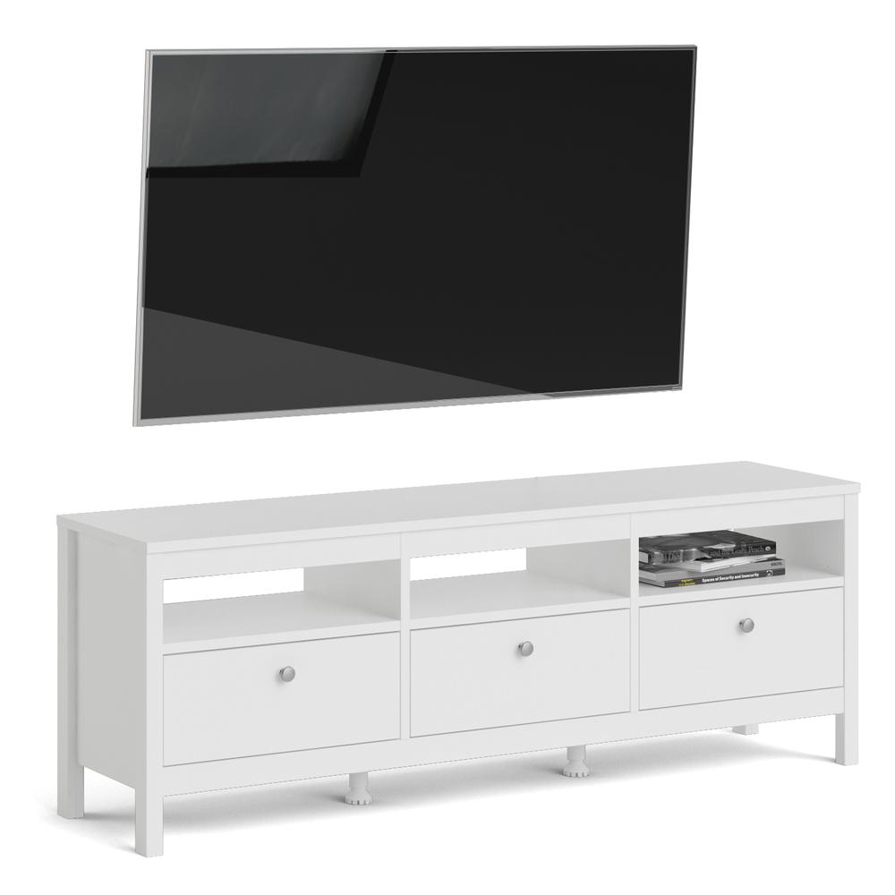 Madrid 3 Drawer TV Stand, White. Picture 10