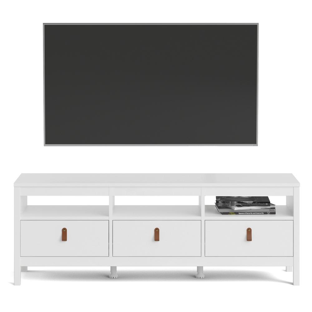 Madrid 3 Drawer TV Stand, White. Picture 11