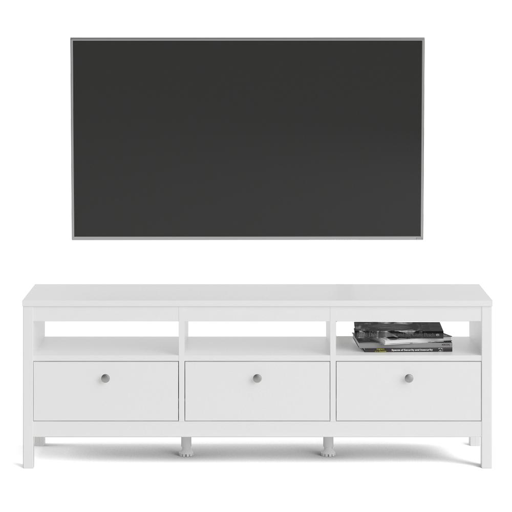 Madrid 3 Drawer TV Stand, White. Picture 12