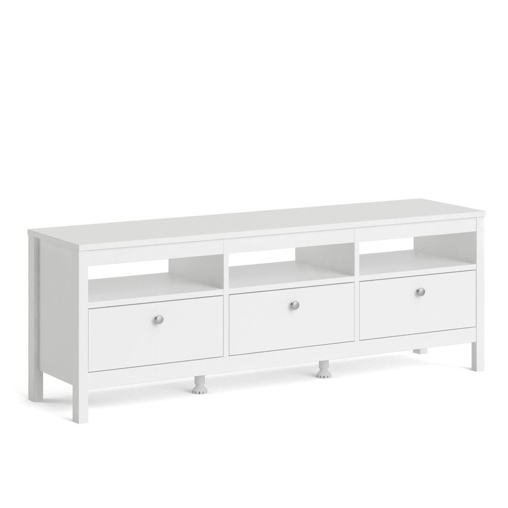 Madrid 3 Drawer TV Stand, White. Picture 14