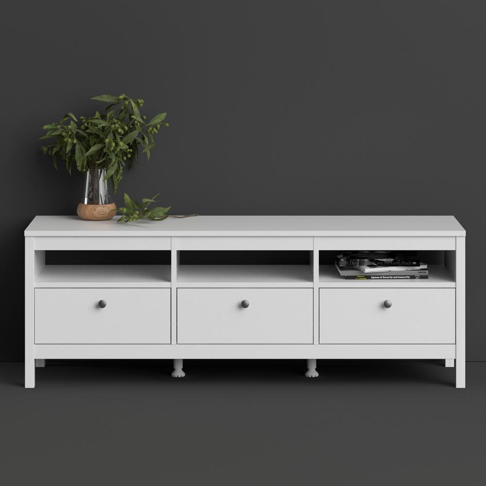 Madrid 3 Drawer TV Stand, White. Picture 15