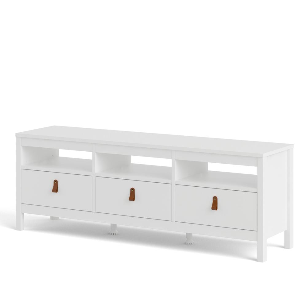 Madrid 3 Drawer TV Stand, White. Picture 16