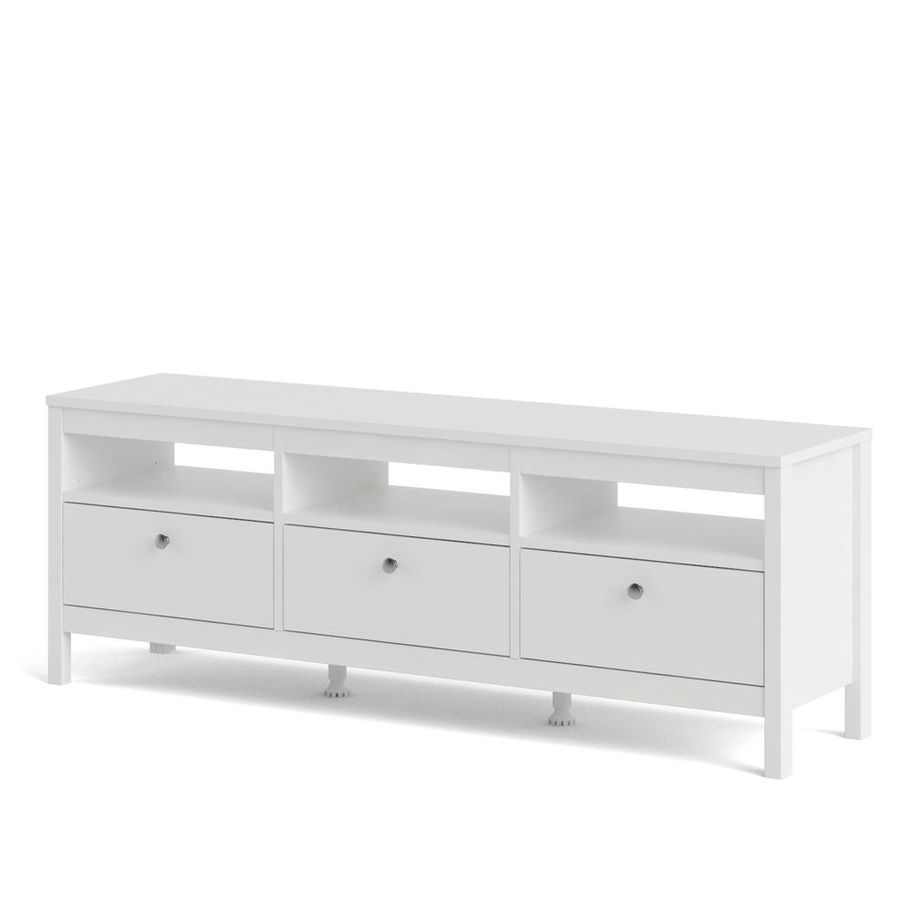 Madrid 3 Drawer TV Stand, White. Picture 17