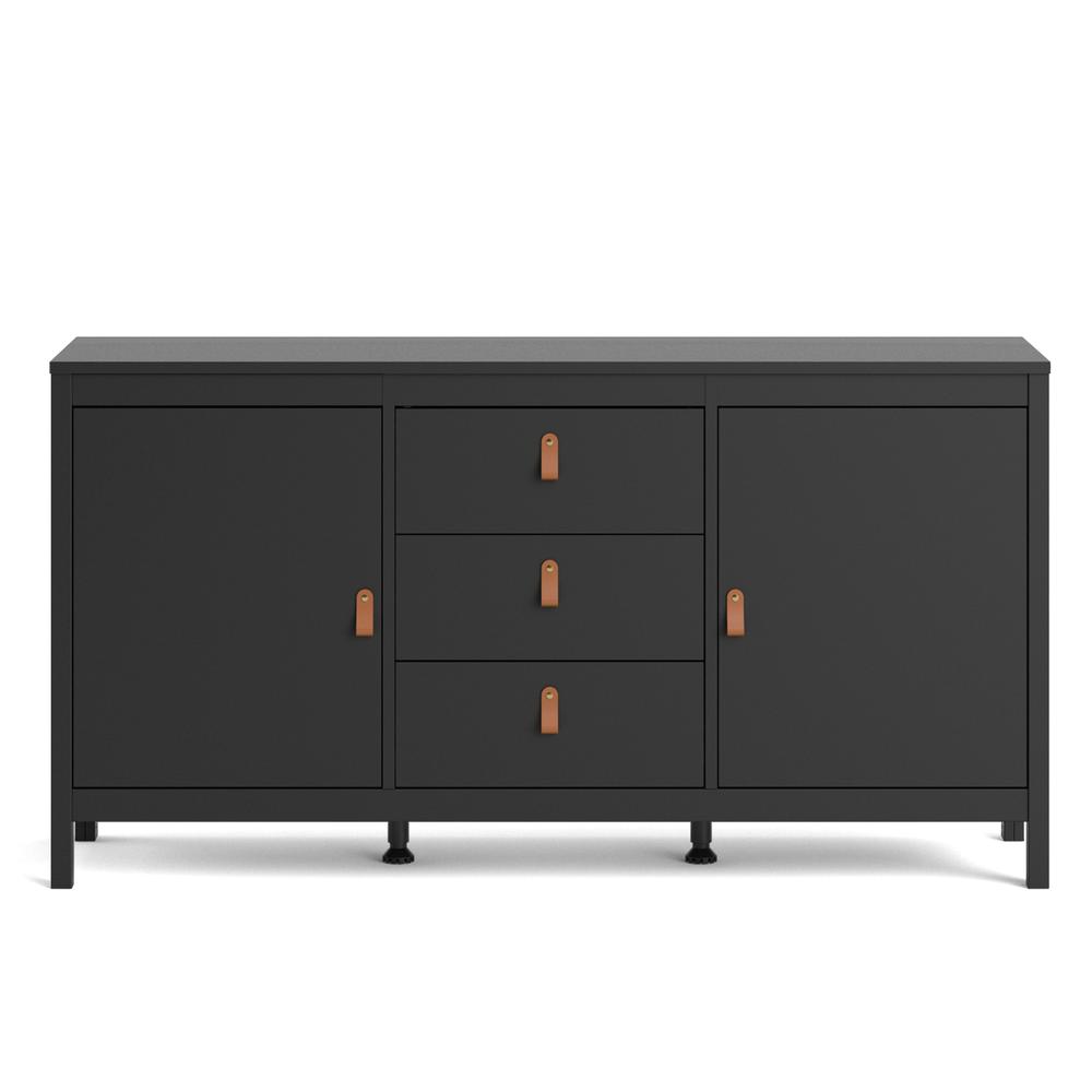 Madrid 2 Door Sideboard with 3 Drawers, Black Matte. Picture 1