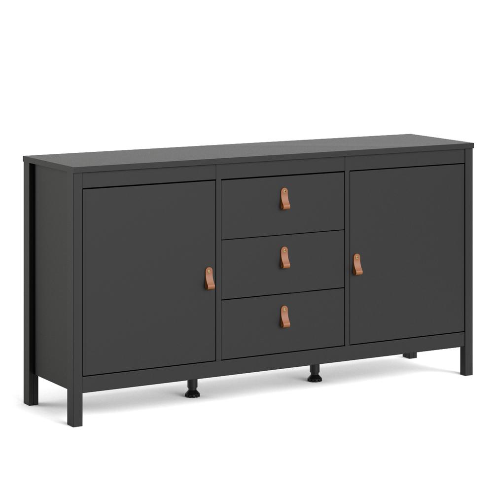 Madrid 2 Door Sideboard with 3 Drawers, Black Matte. Picture 3
