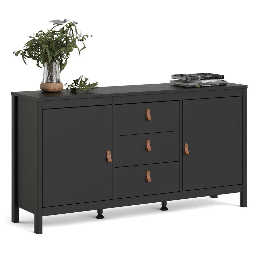 Madrid 2 Door Sideboard with 3 Drawers, Black Matte. Picture 9