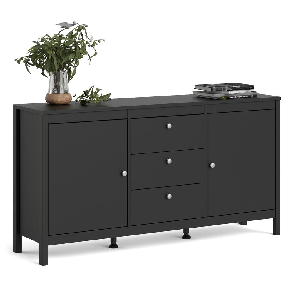 Madrid 2 Door Sideboard with 3 Drawers, Black Matte. Picture 10