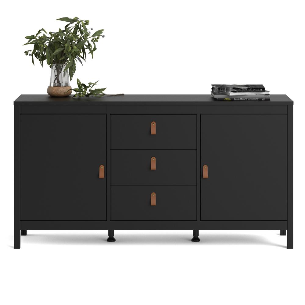 Madrid 2 Door Sideboard with 3 Drawers, Black Matte. Picture 11