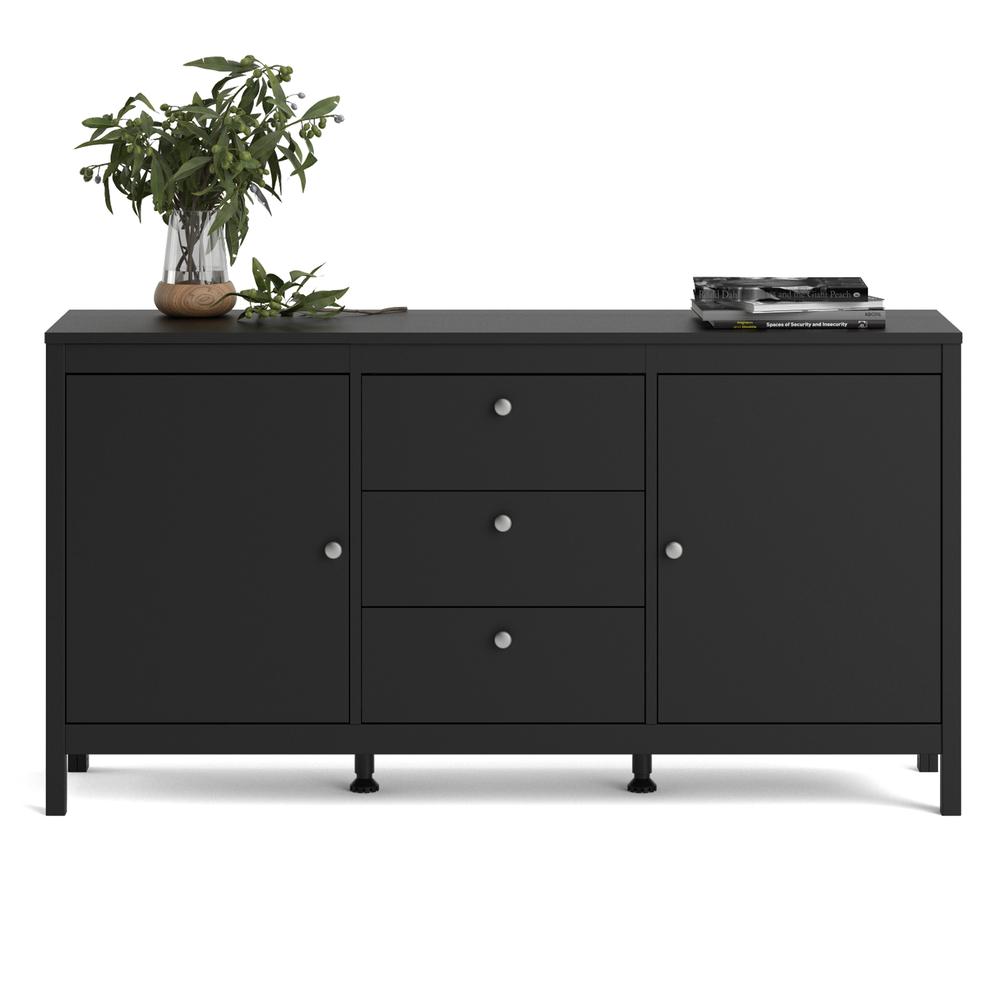 Madrid 2 Door Sideboard with 3 Drawers, Black Matte. Picture 12