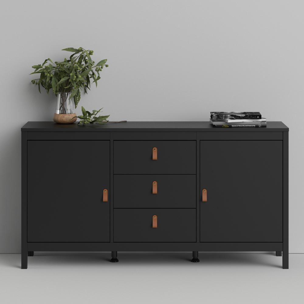 Madrid 2 Door Sideboard with 3 Drawers, Black Matte. Picture 13