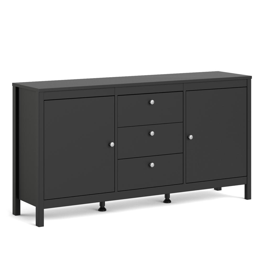 Madrid 2 Door Sideboard with 3 Drawers, Black Matte. Picture 14