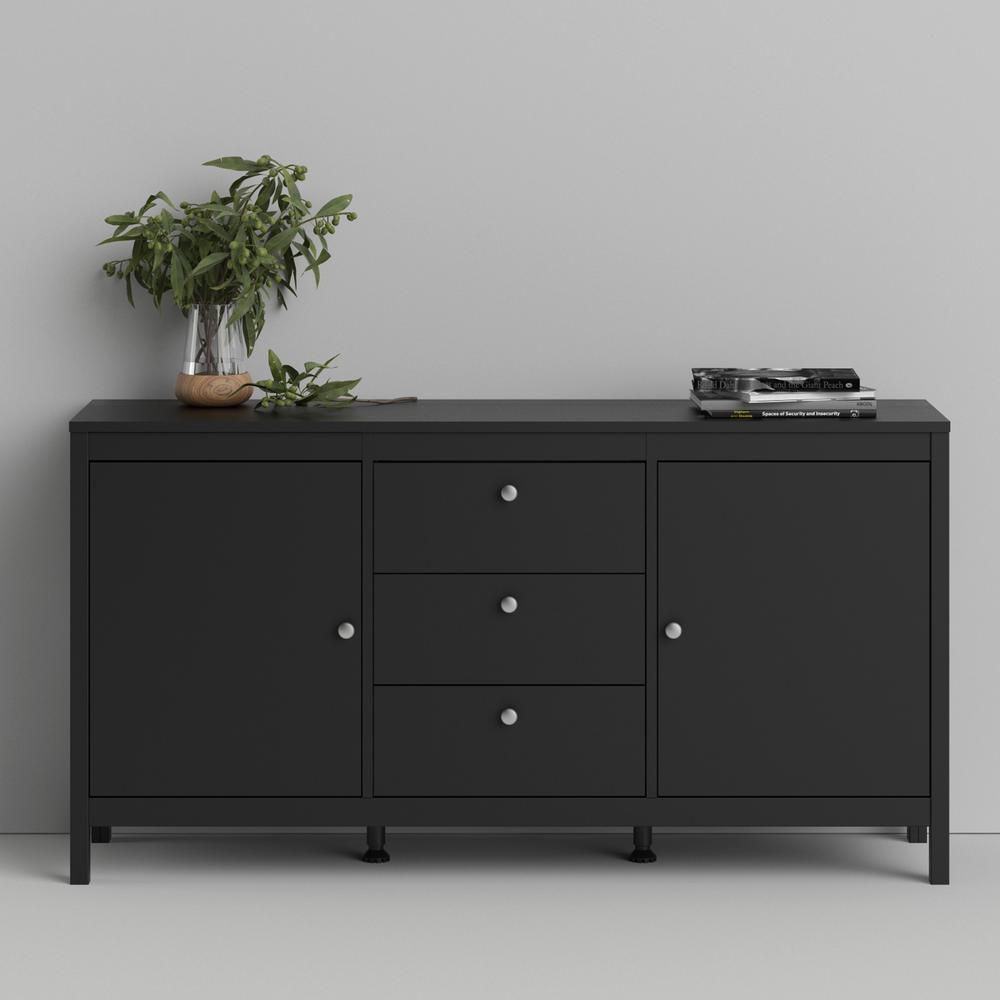 Madrid 2 Door Sideboard with 3 Drawers, Black Matte. Picture 15