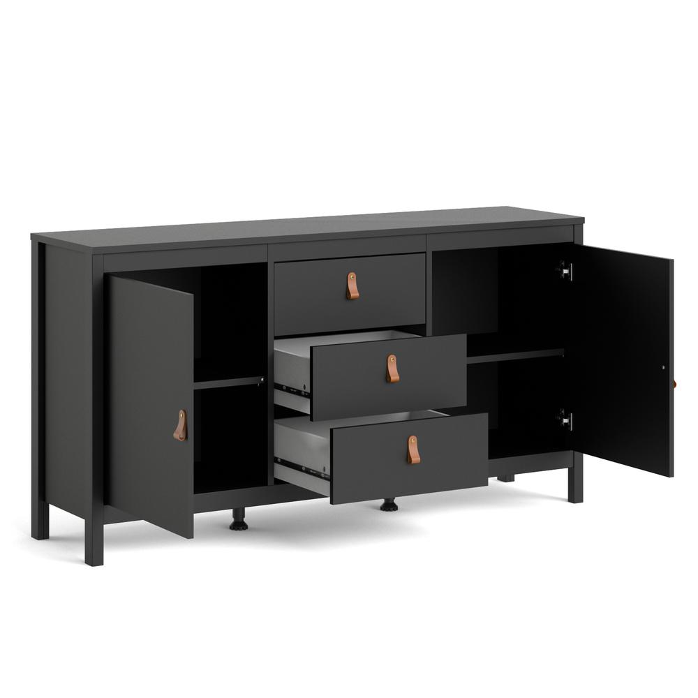 Madrid 2 Door Sideboard with 3 Drawers, Black Matte. Picture 18